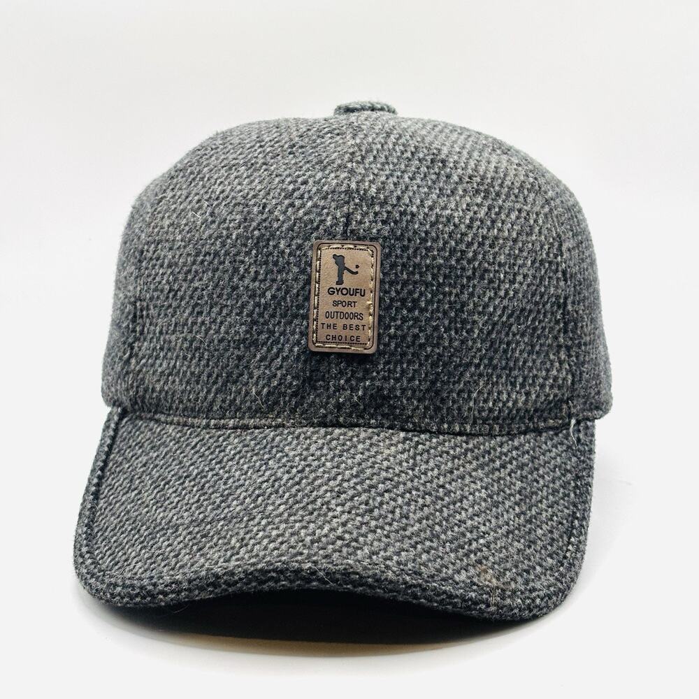 GYOUFU Mens Baseball Cap Winter Caps for Head Circumference 57-61cm Black/Grey